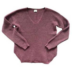 Aritzia Wilfred V-Neck Sweater Maroon Size Small 100% Merino Wool